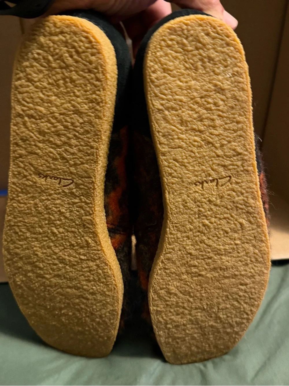 Clarks Men's Wool Slip-Ons in Brown and Orange Zigzag